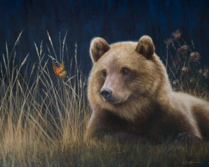 Grizzlybär und Königin Monarch - Wildlife Art - Limited Edition signierter Druck - Bild 1 von 5