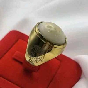 Anello Gemma 3 Teste Elefante Erawan Placcato Oro Acciaio Inox Buddha Thailandese Amuleto - Foto 1 di 4