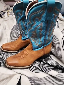 Tony Lama Türkis Quadratische Zehenpartie Stiefel PR2101 Top Zustand #B59 Größe 8B - Bild 1 von 6