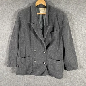 Cashmere Coat Womens 14 GreyJacket Tweed Long Collar Formal Evening Vintage 90s - Picture 1 of 10