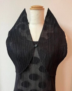 ISSEY MIYAKE PLEATS PLEASE Dot Dress Unique Sleeves Size Free Black ES1 - Picture 1 of 9