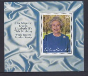 GIBRALTAR 2001 Queen ELIZABETH's 75th BIRTHDAY 2 Pound Minisheet - MNH - Picture 1 of 1