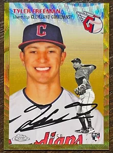 2023 Topps Chrome Platinum Tyler Freeman /50 Rookie Gold Wave rifrattore RC 36 - Foto 1 di 2