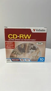 Verbatim CD Rewritable Ultra Speed 16X-24X 80 Min 700 Mb/Mo 10 Count NEW - Picture 1 of 11