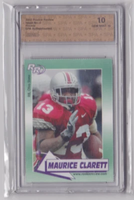 2002 ROOKIE REVIEW GRADED ROOKIE MINT 10 MAURICE CLARETT #23 OHIO STATE BUCKEYES - Image 1 of 2