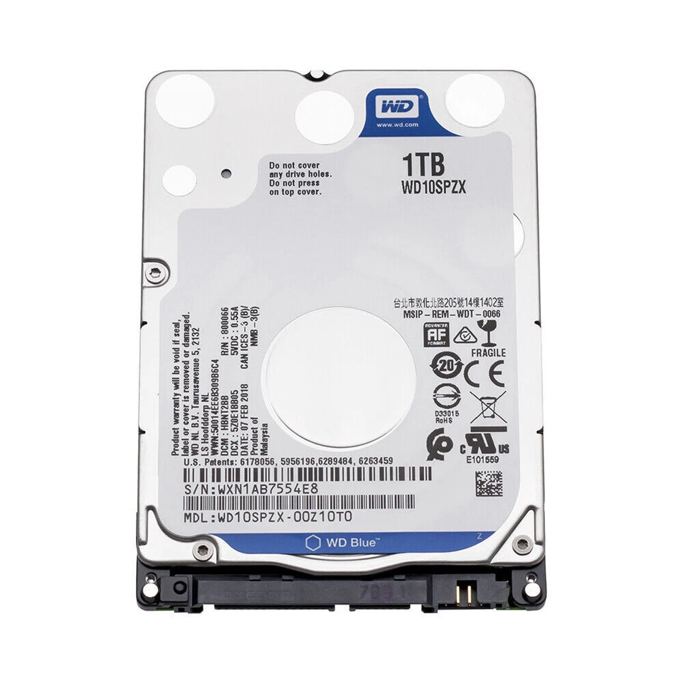 Western Digital Blue (5400 RPM, 2.5", SATA III, 128MB Cache) 1TB Internal Enterprise Drive - WD10SPZX