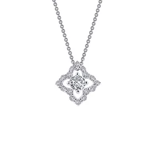 *BRAND NEW* Sterling Silver Platinum-Bonded w/ 0.49 CTW Diamond Flower Necklace - Picture 1 of 2