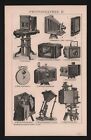 Lithografie 1895: Fotografie I/II. Kameras Foto-Theodolit