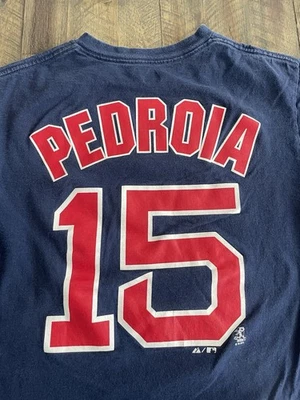 Boston Red Sox Dustin Pedroia #15 Majestic Player Camiseta (Pequeña) Azul Marino Foto 1 de 4