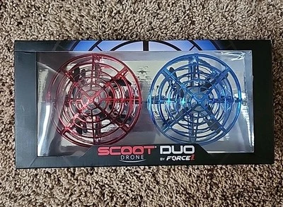 ?NEW FORCE 1 SCOOT DUO HAND OPERATED DRONE RED BLUE INDOOR USB CHARGING LED - Image 1 of 4