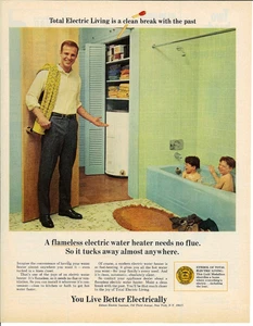 1967 EDISON ELECTRIC INSTITUTE Children Bath Vintage Magazine Print Advertising - Picture 1 of 1