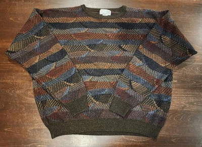 Suéter tejido multicolor vintage años 90 Gianfranco Ruffini Italia para hombre talla L Foto 1 de 4