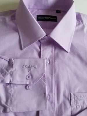 Camisa Giorgio Armani Para Hombres 43 Vestido Púrpura Claro Manga Larga Italia Foto 1 de 4
