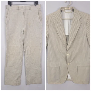Vintage Brooks Brothers Seersucker Suit 80s Size 39R Blazer Jacket Pants 32x29* - Picture 1 of 24