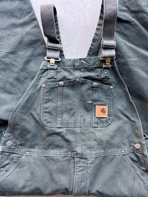 Carhartt Insulated Bib Overalls Size 40 X 30 Green #14806 Double Knee - Image 1 of 4