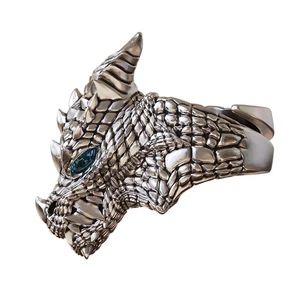 Blue CZ 925 Sterling Silver Majestic Dragon King Punk Ring TA513A US Size 13 - Picture 1 of 12