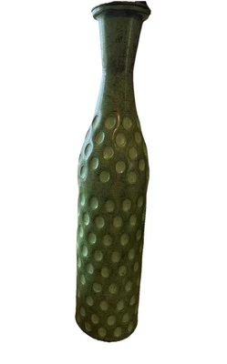 Green Metal Floor Vase 24 inch high Beach Cottage Container Vessel Home Decor - Image 1 of 4