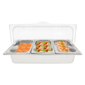 Stainless steel food display plate with 3 compartments, Silver PVC Stainless. - Bild 1 von 24