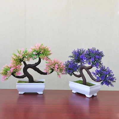 Realistic Artificial Bonsai Tree Pink Cherry Blossom Plant Pot Decor - Image 1 of 4