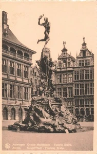 Postcard Belgium Antwerp Large Marketplace Fountain Brabo - Bild 1 von 2