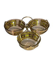 Vintage Georges Briard MCM Klarglas Gewürzschalen mit goldfarbenem Behälter Gold 5 Zoll - Bild 1 von 13