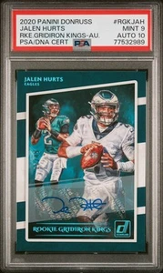 2020 Donruss Rookie Gridiron Kings Jalen Hurts RC #6/49 PSA 9 PSA/DNA 10 AUTO - Picture 1 of 4