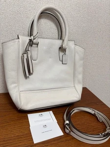 [Near Mint] Coach 48894 White Plain 2way Handbag Shoulder Bag Used From Japan - Picture 1 of 11