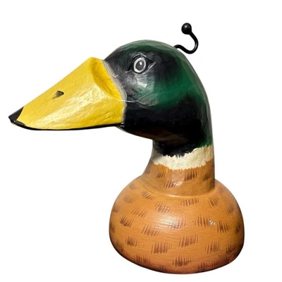 Handcrafted Wood Mallard Duck Head Shelf Sitter Art Rustic Farmhouse Cabin Decor - Image 1 of 4