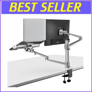Heavy-Duty Adjustable Dual Arm Monitor and Laptop Mount - Stylish & Functional - Picture 1 of 9