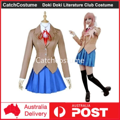 CATCHCOSTUME Doki Doki Literature Club Cosplay Costume Yuri Natsuki Monika Sayori Uniform