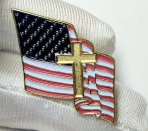 Armor of God American Flag with Cross Lapel Pin