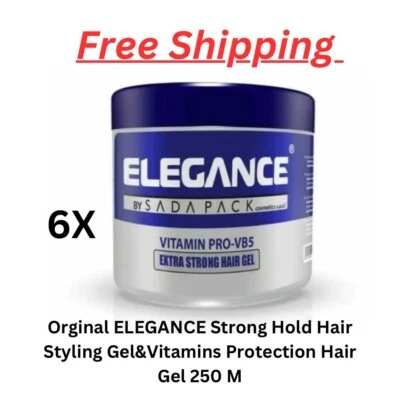 6x Elegance Extra Strong Hold Hair Styling Gel 250ml Vitamins Pro-VB5 Protection - Image 1 of 2