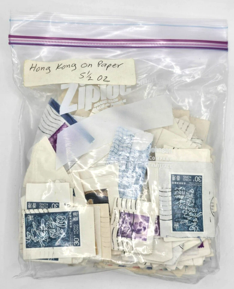 5.5 Ounces Of  Mixed of Hong Kong Stamps On Paper Foreign Free Ship! - Image 1 of 2