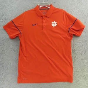 Clemson Tigers Polo Shirt Mens Medium Orange Paw Nike NCAA - Picture 1 of 8