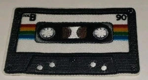 Vintage Cassette Tape 90's Rainbow Music Embroidered Iron On Sew On Patch - Picture 1 of 8