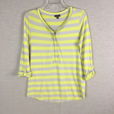 Top túnica a rayas Lilla P para mujer XS manga enrollable algodón pima jersey amarillo Foto 1 de 4