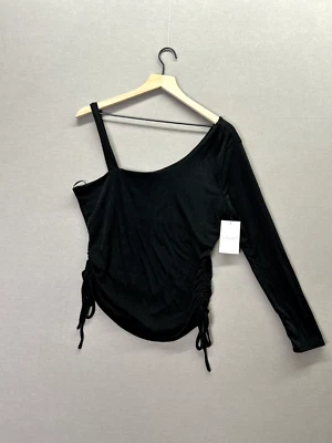 Meraki Womens Black T-Shirt Long Sleeve One Shoulder Cropped Size XL - Image 1 of 4