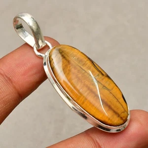 Tiger's Eye Gemstone 925 Sterling Silver Handmade Jewelry pendant 1.96'' - Picture 1 of 6