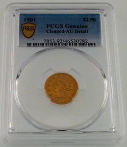 Gold Liberty 1901 $2.50 cuarto Eagle clasificado por PCGS como detalles AU - Imagen 1 de 4