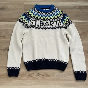 MC2 Saint Barth Boys White Icelandic Jacquard Sweater 10 NEW - Picture 1 of 8