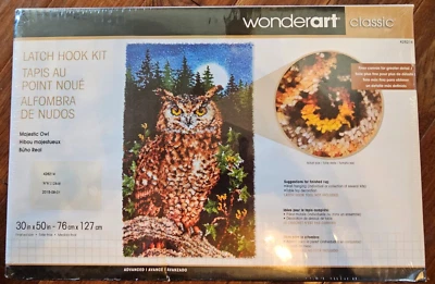 Wonderart Classics MAJESTIC OWL LATCH HOOK KIT RARE 30 Inches X 50 Inches - Image 1 of 4