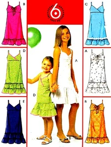 WOW! MÄDCHEN SOMMERKLEID MIT ERHÖHTER TAILLE UND GERÜSCHTEM SAUM SCHNITTMUSTER 7-12 McCalls 5089 - Bild 1 von 3