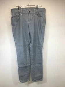 Old Navy Womens Skinny Mid Rise Light Blue and White Stripe Jeans Size 10 EUC - Picture 1 of 5
