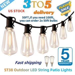 Cadena de luces para exteriores de 50 pies-300 pies bombillas comercial jardín fiesta patio luz IP44 - Imagen 1 de 13