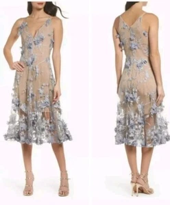 Dress The Population Audrey Embroidered Fit & Flare Dress NWT mineral blue XXL - Picture 1 of 5