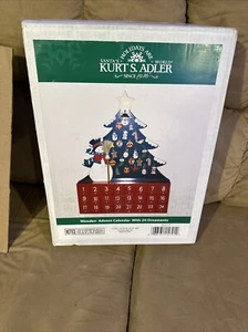Kurt Adler Wood Advent Calendar W/ 24 Ornaments Snowman Christmas Tree Complete - Picture 1 of 1