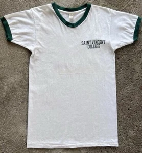 Vintage 70s 80s St Vincent College Ringer T Shirt Grunge Thin Worn - Picture 1 of 6