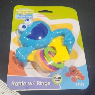 Sesame Street sin BPA Comienzos Galleta Monstruo Sonajero Anillos Mordedor Juguete 0-18 meses Foto 1 de 4