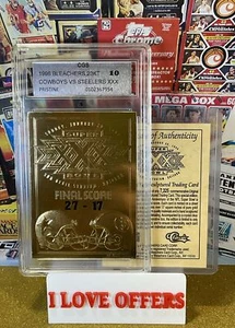 SUPER BOWL XXX COWBOYS VS. STEELERS 1996 BLEACHERS / CLASSIC 23KT GOLD CGS 10 RD - Picture 1 of 7
