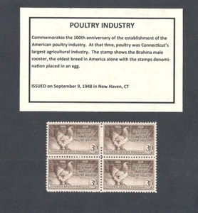 #968 - 1948 INDUSTRIA AVÍCOLA - EE. UU. Bloque de 4 estampillas como nuevas - Imagen 1 de 1